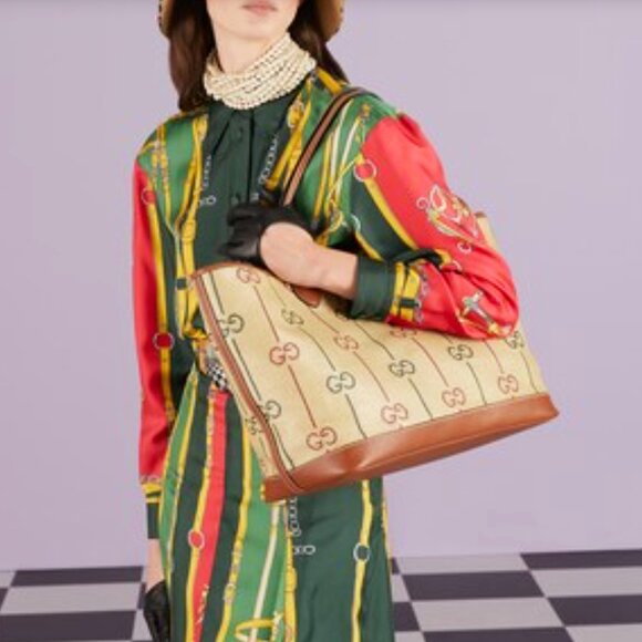 Gucci Raffia GG Large Tote with Pouch - Picture 9 of 10